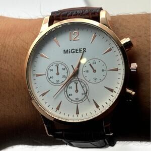 Rose Gold & Brown Migeer Men's Watch